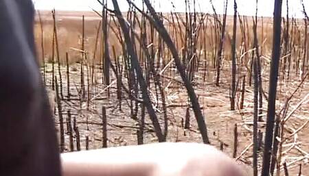 Tied Ebony slut fucked outdoors by several German guys