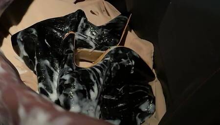 Huge mess with my legs in boots and cumshot