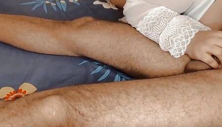 Sucking and licking A prostitute tenderly sucks her lover's penis, hot Arab sex