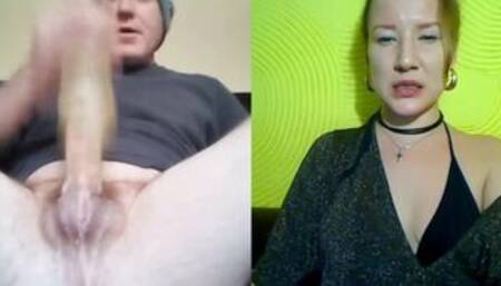 Hot girl watching and recording guy fucking toy and cumming part 3