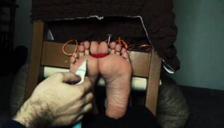 Ticklish female teacher (tickling feet)