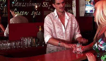 Blonde Cockslut Lena Cova Strips To Black Stockings To Get Her Ass Plowed