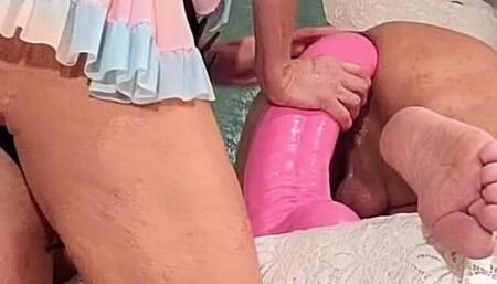 2 Giant Cocks From Mrhankeystoys Fucking His Round Ass Doggy style