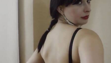 Hairy pussy and exceptional, custom - made stockings in a fancy hotel room at the seaside.