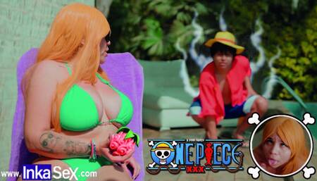 Cosplay - Nami SUPER BUSTY is fucked by Captain Luffy inside his crew looking for the ONE PIECE.
