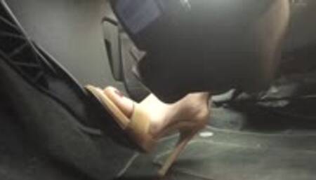 Driving home In High Heel Sandals - Pedal View