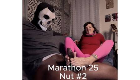 Watch my face as i drain the second nut of 5! Milf with glasses and muscly footboy, Footjob marathon 25, orgasm 2 of 5, milf feet, cucks pov