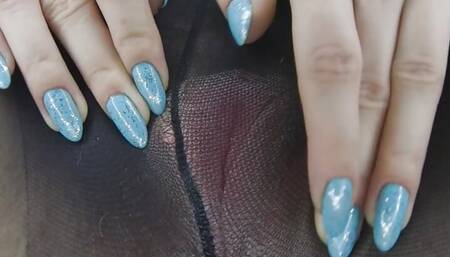 close-up masturbation - nylon stockings!