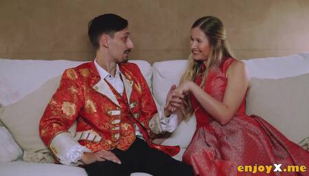 Busty towheaded with thick orbs and clean-shaven gash anxiously performs oral sex and oral pleasure