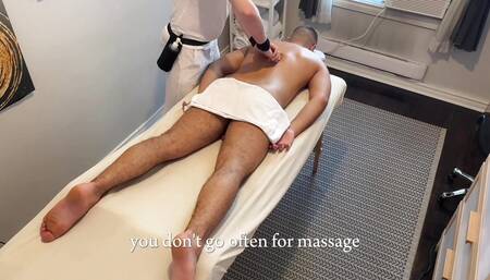 French guy came for massage and got excited with new masseur.