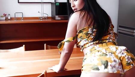 Hot Latina Brunette Fucks Me in the Kitchen for My Hot Cum