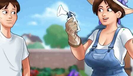 Summertime saga: country MILF is milking her tits with a breast pump ep 82