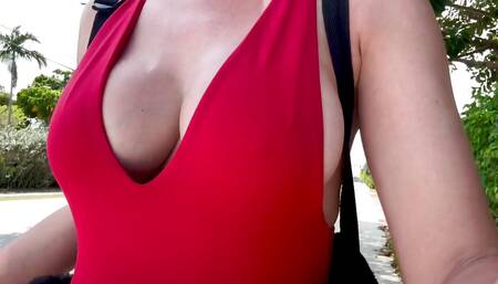 Italian Big tits Artemisia Love walking In Miami Tits close up horny Milf