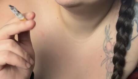 Topless Smoking in Black & Red