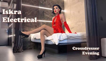 young sissy slut in red dress plays with ass and anal plug