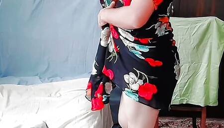 Party Mini Dress Sissy White Body Big Ass Big Butt Booty Crossdresser Femboy Lady boy Gay MTF LGBTQ