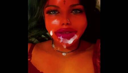 Hot Priyanka Bhabhi Giving Blowjob to Devar and getting a Facial