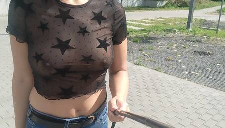 public nudity flashing tits in the street