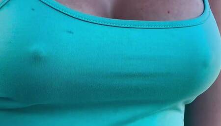 Italian Big Tits Milf Artemisia Love walking in Miami Hard big nipples boobs bouncing slow mo