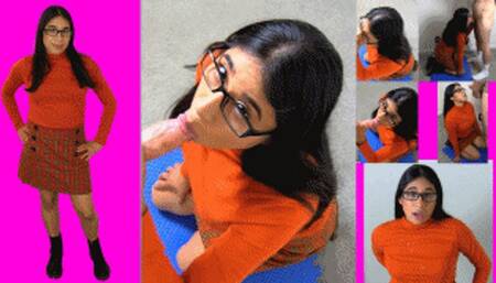 eRica sucks cock and gets blasted with cum in her inappropriately short "winter outfit"