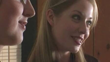 A foxy vixen is into BDSM so she ties her man and makes him cum