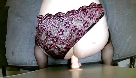 Ms Ben Dover In Lingerie fucking dildo