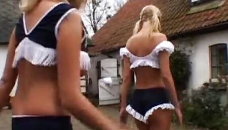 Mega hot French blondes sharing big dicks in foursome