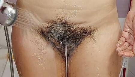 Sexy amateur wife shaves her hairy pussy. Hairy pussy wife, big ass, big tits.