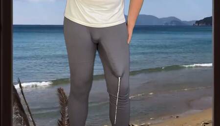 Huge morning cumshot on balcony