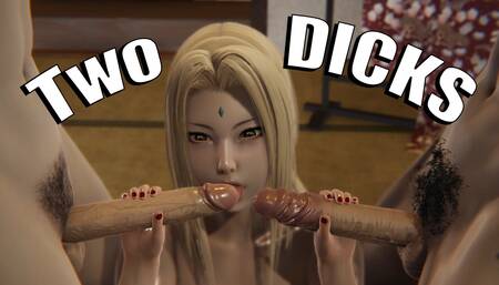 3D Hentai Two DICKS Tsunade sucks