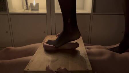 Hard Cock and Balls Trampling with Nylons