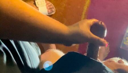 Amateur handjob big cum