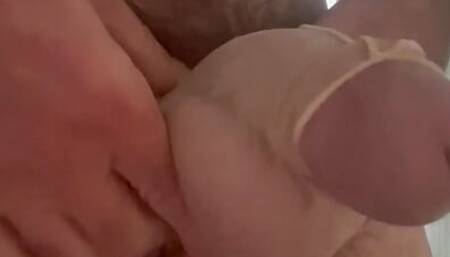 Quick nylon sock play cock and balls