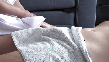 Perfect massage handjob with cum explosion