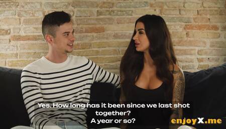 Heart-Racing Passion of Long-awaited companions.Brunette with massive tits meets old chum, gets horn