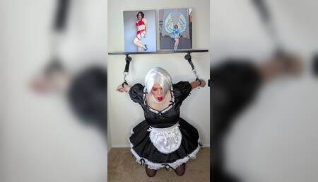 Sissy Maid Gets Dressed, Cuffed and Locked and Rides Her Doll