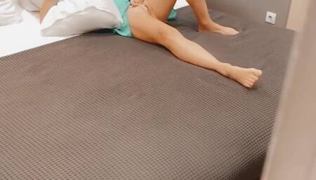 Horny MILF Orgasming Under Skirt in Bedroom