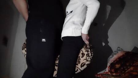 We hotly rub our pussies on the pillow and cum at the same time