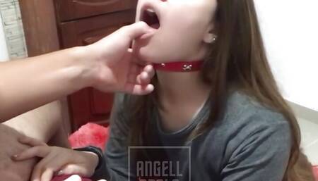 submissive stepsister in a collar gets a lot of cock