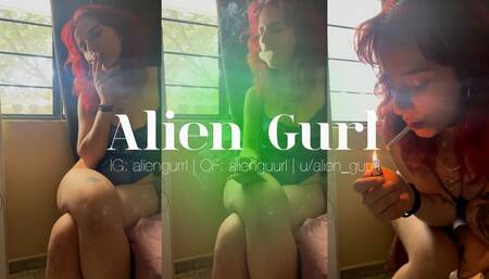 Naked and Smoking a Cock | Alien Girl
