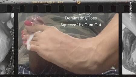 Dominating Toes Squeeze His Cum Out
