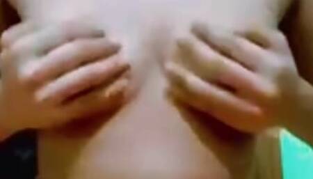 Desi girl pressing her small tits