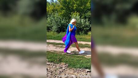 Naked dance on the road