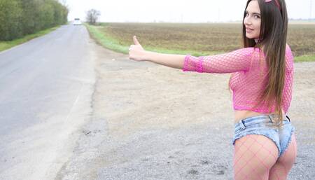 Girl wants the adventures and gets creampie from random driver