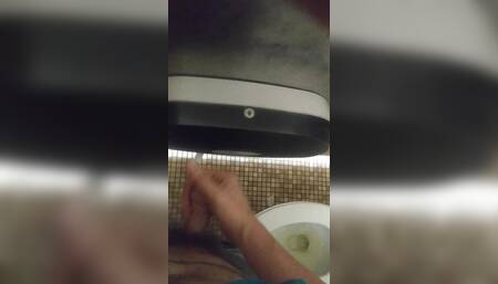 Cum with the door open Public Restroom