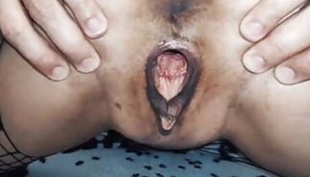 Wife cowgirl in erotic mesh bodysuit