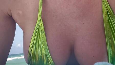 Italian Big Tits Milf Artemisia Love in Miami wearing a bikini at he beach and showing her big horny boobs