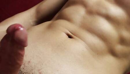 super sexy guy caresses his big dick and flows with excitement