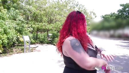 BBW Redhead Leia Saez Tries and Picks up Random Guy in Madrid!