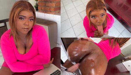 Submissive Black Secretary Gets Fucked and Creampied by Her White Boss